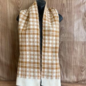Pre-owned Timberland Womens Dark Mustard And Cream Long Buffalo Plaid Scarf